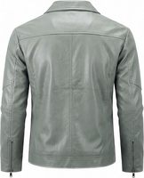 Blouson Moto Homme Gris en Cuir Véritable et Toile Respirant Coupe-Vent Style Urbain Coupe Ajustée Col Rabattu Fermeture Éclair