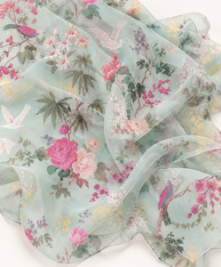 Tela de Chifón Pura Cottage Meadow, Color Crema Romántico, Terracota Mate, Floral, Lisa, Tejido Transparente para Niñas - Product Image 3