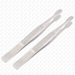 Pinzas de acero inoxidable con logotipo personalizado, calidad profesional, pinzas de cara plana - Product Image 6