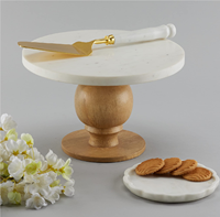 Holz-Marmor Runder Kuchenständer Hochwertig Wiederverwendbar Trendiges Design für Hochzeit Party Heimdekoration Maßgefertigt AZHAR EXPORT WMCS-3