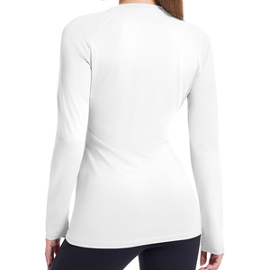 Camiseta de Manga Larga Blanca para Mujer, Corte Ajustado, Cuello Redondo, Suave y Elástica, Ropa Deportiva Informal, Directo de Fábrica - Product Image 4