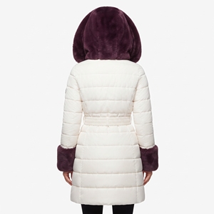 Women's Belted Puffer Jacket Hooded Quilted Long Winter <b>Coat</b> with Faux Fur Trim Warm Padded Outdoor Fashion Casual Outerwear New - Product Image 2