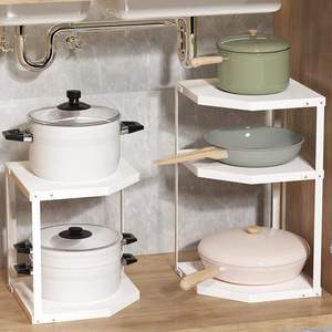 Étagère de rangement murale double niveau multifonctionnelle en fer moderne, support de rangement de cuisine en métal résistant à la rouille pour armoires - Product Image 2