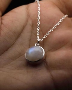 Rainbow Moonstone Round Pendant <b>Necklace</b> Natural Gemstone Handmade Crystal Jewelry <b>Boho</b> Women Gift Pendant - Product Image 5