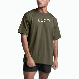 Camiseta de Manga Corta para Hombre, Color Verde Oliva, Cuello Redondo, Corte Regular, Algodón Jersey, Estilo Casual, con Logotipo Estampado en la Parte Delantera, Transpirable - Product Image 1