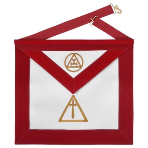 Delantal de Masón del Arco Real, Terciopelo Rojo con Triple Tau, Cualquier Diseño o Logotipo Bordado, con los Mejores Precios y Económicos - Product Image 1