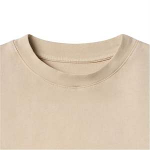 Camiseta de Manga Corta para Hombre, Diseño Personalizado, Algodón Orgánico, Transpirable, Logotipo Plano Vintage, Doble Capa, Corte y Costura, Estilo Patchwork - Product Image 3