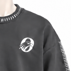 Mens Bronze Stitched Border Distressed Crewneck Sweatshirt Loose Fit Pullover <b>Long</b> <b>Sleeve</b> Casual Streetwear Fashion <b>Training</b> <b>Top</b> - Product Image 5