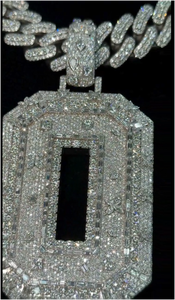 Collar con Colgante de Plata de Ley S925 de Alta Calidad Personalizado con Diamantes de Moissanita VVS, Número del 0 al 9, para Hombre - Product Image 4