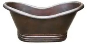 Bañera Ovalada Vintage de Cobre con Patas, Bañera Independiente de Metal Marrón Rústico para Baño - Product Image 4