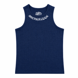 Débardeur homme bleu foncé de qualité supérieure, 100% coton côtelé léger, durable, avec logo personnalisé, tricoté. - Product Image 1