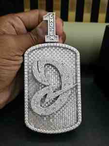Pendentif personnalisé Iced Out DOPE JEWELLS avec 1 numéro et bélière, en argent sterling 925 plaqué, avec diamant Moissanite, bijoux - Product Image 4