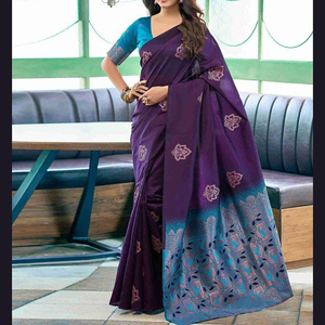 Sari indio de diseñador en tendencia, superventas, para fiesta, elegante, listo para usar, bordado, de georgette y poliéster, largo hasta el suelo para mujer - Product Image 2