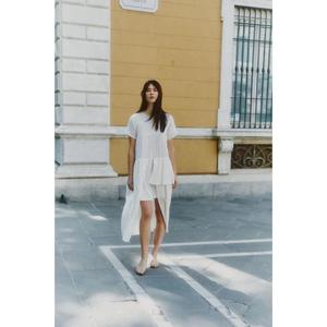 Women's Floor-Length Pleated Natural Waist Eco-Friendly Casual Loose Short Sleeve Minimalist <b>Boho</b> <b>Summer</b> <b>Dress</b> - Product Image 4