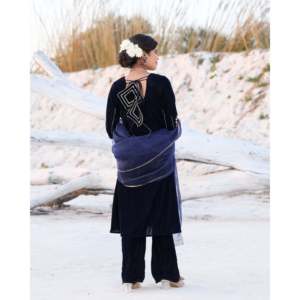 Ensemble de costume en velours bleu Ilana XS - Product Image 3