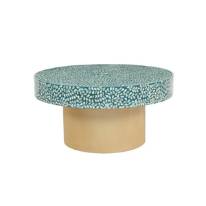 Bone Inlay Round Coffee Table for Home Mughal Pattern <b>Centre</b> Table Stools & Ottomans Natural Crafts - Product Image 6