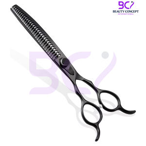 Ciseaux à effiler les cheveux de 7,5 pouces, couleur noir brillant, bonne qualité, service OEM ODM, durables, meilleur fournisseur, impression de logo personnalisée - Product Image 1