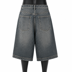 Men's Vintage Washed Denim Jorts Baggy Fit Wide Leg Jean Shorts Streetwear - Product Image 2