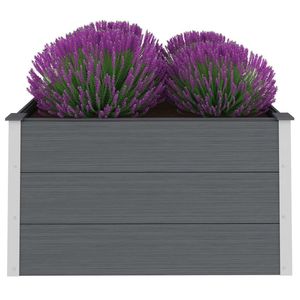 Bac à fleurs élégant en composite bois-plastique gris et aluminium surélevé - Product Image 3