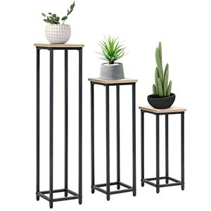 Set di 3 Supporti per Piante da Interno ed Esterno, Scaffale Angolare per Vasi, Espositore da Tavolo, Arredamento per Casa, Patio e Giardino - Product Image 1