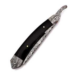 Más Vendido: Navaja de Afeitar Recta de Acero de Damasco Personalizada, Forjada a Mano, con Hoja de un Solo Filo, Mango de Madera con Diseño Facial y Logotipo Personalizado, Segura - Product Image 2
