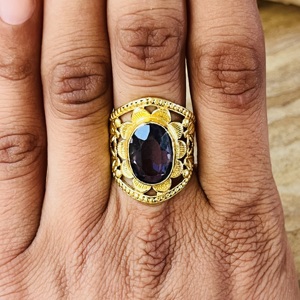 Latest Vintage Floral Amethyst <b>Ring</b> 18k <b>Gold</b> Plated Flower Statement Women <b>Ring</b> Chunky <b>Cocktail</b> Bohemia Wholesale Gif <b>Ring</b> - Product Image 2