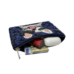 French Bulldog Beaded Zipper Pouch Multicolor Clutch <b>Cute</b> Pet Lover <b>Purse</b> Storage Trendy Eco-Friendly Handmade Fashion Accessory - Product Image 2