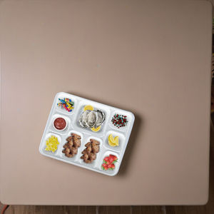 Bandeja de Comida Desechable Biodegradable y Ecológica de 9 Compartimentos, Plato de Papel Resistente, Apto para Microondas, para Restaurantes y Servicios de Catering - Product Image 3