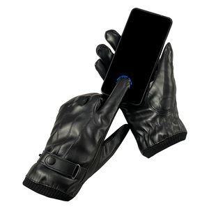 Gants de vélo en cuir noir, longueur poignet, thermiques, pour le cyclisme et les voyages, usage décontracté - Product Image 4