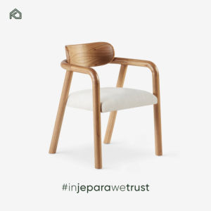 Elegante Silla de Comedor Escandinava Ecológica, Impermeable, Hecha a Mano, de Madera de Teca, con Estructura de Madera Maciza y Asiento Tapizado Suave, para Apartamento - Bob - Product Image 1