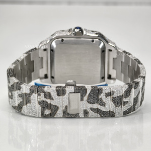 Haute qualité hommes 41mm en acier inoxydable de luxe Moissanite Quartz verre montre plein diamant analogique Hip Hop Antique OEM Auto - Product Image 2