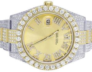 Reloj BOJ R.O.L.E.X.023 con Números Romanos, Moissanita Completa, de Lujo, Cuarzo Analógico, Acero, 41MM, 3BAR Resistente al Agua, Estilo Hip Hop para Hombre - Product Image 2