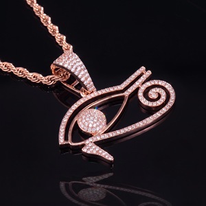 Collier unisexe en laiton plaqué or rose avec pendentif œil porte-bonheur incrusté de zircon, style hip-hop, idéal pour cadeau et soirée - Product Image 2
