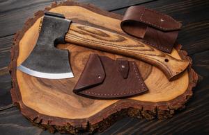 Handmade Small Carving <b>Axe</b>: Custom Engraved Carbon Steel, Ash Wood <b>Handle</b> - Product Image 4