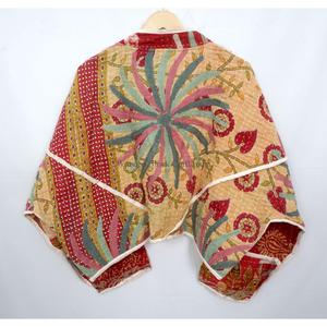 Vintage Bohemian Style Women's Kantha Quilted <b>Jackets</b> Jaipur Embroidery Button Handwoven Printed Cotton Autumn/Winter - Product Image 6