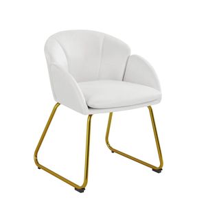 Modern Velvet Accent <b>Armchair</b> with Gold Metal Legs, Upholstered <b>Dining</b> Chair for Living Room, Bedroom, Vanity & Home Office - Product Image 1