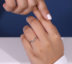 Anillo de Diamantes de 0.12 Quilates, Anillo de Compromiso con Diamantes Creados en Laboratorio, Oro Blanco, Banda de Boda Curvada, Venta al Por Mayor - Product Image 6