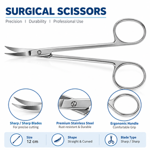 Ciseaux à cartilage Alar 12 cm, pointe standard, acier inoxydable, ciseaux de chirurgie plastique, Backhaus International Medical - Product Image 2