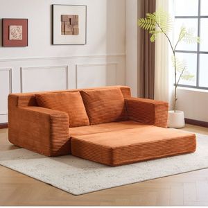 Modern Small Corduroy Loveseat Sofa Comfortable Deep Seat Bed for Bedroom & Living Room with Reversible Cushion Pill - Product Image 2