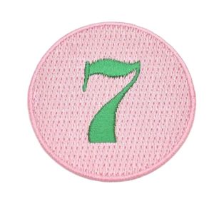 Pretty Girl Number 7 <b>Patch</b> Pink & Green Embroidered Number Applique Iron On Sew On Badge for <b>Jackets</b> Bags Hats DIY Apparel - Product Image 1