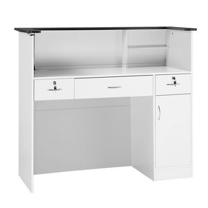 Moderna Scrivania di Ricezione Rettangolare da 50 Pollici con Striscia Luminosa e 3 Cassetti, Bancone Frontale per Hotel, Bar e Uffici - Product Image 1