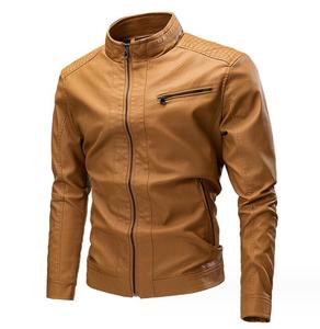 New Casual <b>Vintage</b> Sheep Skin Leather <b>Motorcycle</b> <b>Jacket</b> Men Autumn/Winter Eco-Friendly 100% Premium Washed Leather - Product Image 4