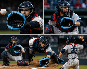 Gant de receveur de baseball synthétique haut de gamme pour droitiers et gauchers, avec sangle réglable, motif en H, durable, pour l'entraînement sportif, pour adultes et jeunes - Product Image 6