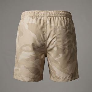 Shorts de bain décontractés pour hommes en tissu peigné écologique, couleur personnalisable, avec cordon de serrage, pour la plage, séchage rapide, tenue d'été - Product Image 2