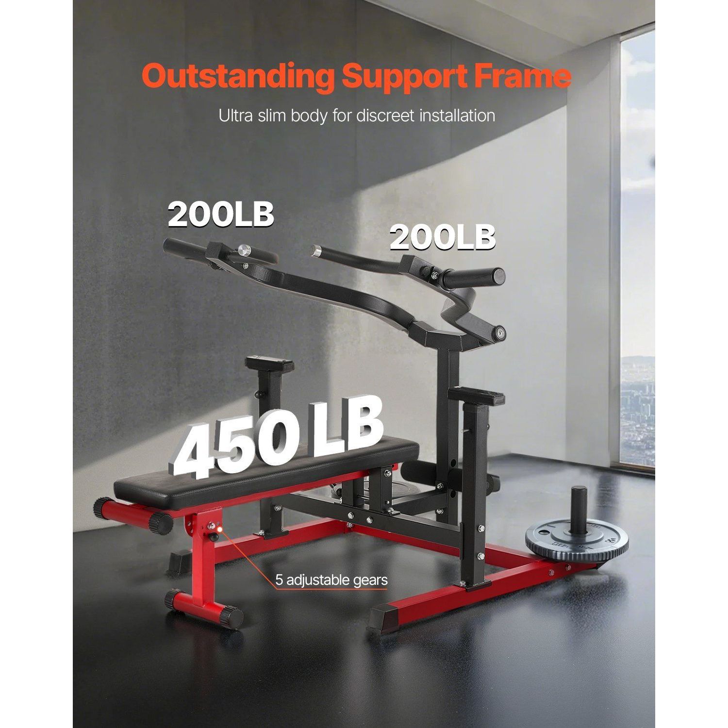 450LBS Adjustable Flat & Incline Bench Press Machine – Independent Converging Arms Chest Press Equipment for Home Gym Strength Training - View 2