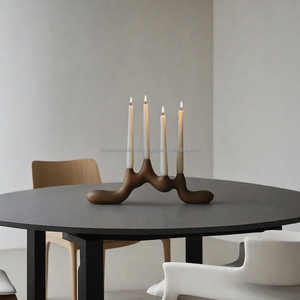 High Quality Handcrafted Wooden <b>Tea</b> <b>Light</b> <b>Holder</b> with Brass Inlay Design for Elegant Home Decoration and Festive Lighting - Product Image 3