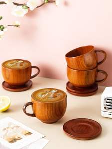 Tasses en bois de luxe modernes, fabriquées à la main en bois dur naturel, finition lisse, texture rustique, design personnalisable, durables et de haute qualité - Product Image 4