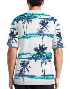 เสื้อโปโลชายลายต้นปาล์มสำหรับฤดูร้อน แขนสั้น สวมใส่สบาย ระบายอากาศได้ดี ผลิตจากผ้าฝ้ายอ๊อกซ์ฟอร์ด ดีไซน์แบบทอ - Product Image 2