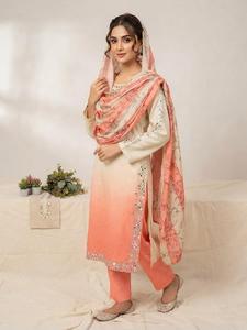 Designer Beads And Real Mirror Embroidery Work Printed Crepe Silk <b>Top</b> With Bottom And Dupatta Fully Stitched Ready To Wear Set - Product Image 1