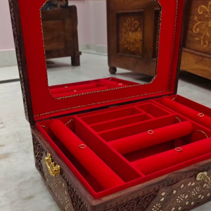 Handcrafted Wooden Jewelry <b>Box</b> with Mirror Velvet Lining Multi Compartment Organizer <b>Lockable</b> Storage Elegant Gift Case - Product Image 1